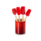 Utensil Crock with 4 Jewel Spatulas